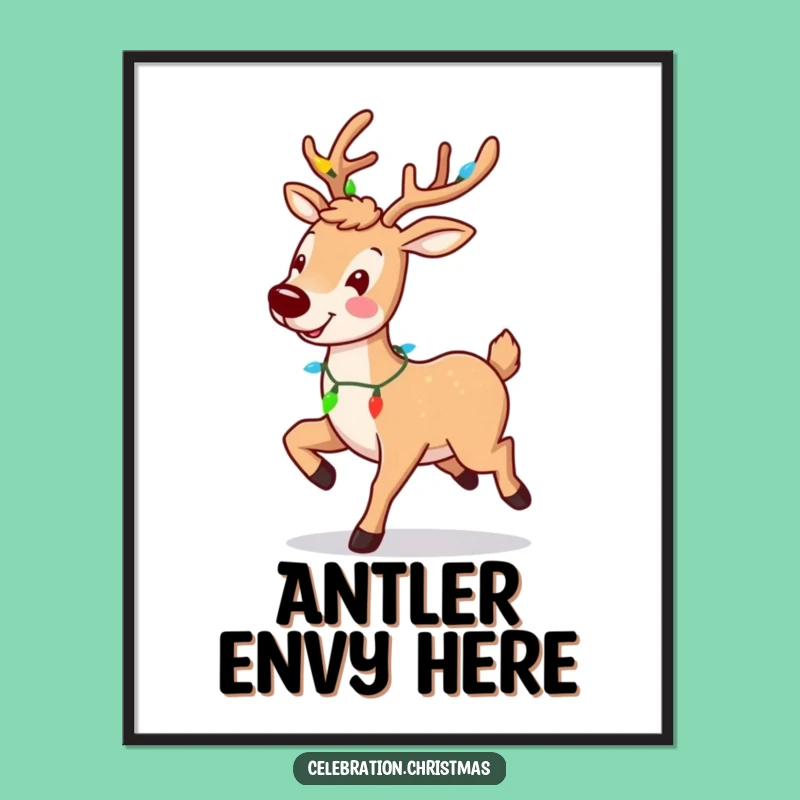Funny Reindeer Prancing Poster - Bring Festive Joy to Your Walls