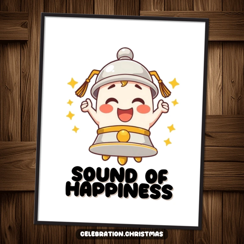 Funny Bell Poster showcasing a character ringing with enthusiastic merriment, perfect for adding auditory humor to decor.