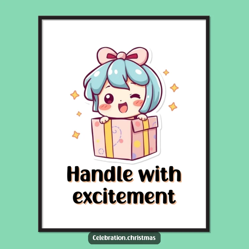 Funny Bursting Present Poster: Excitement Art, Perfect Wall Decor