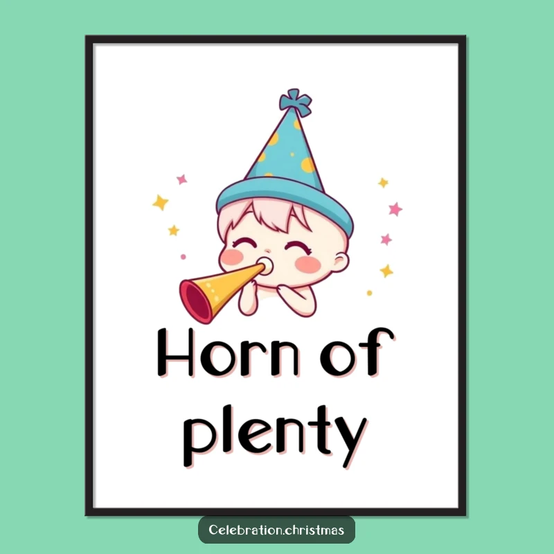Funny Party Horn Poster - Festive Decor and Instant Celebration Art