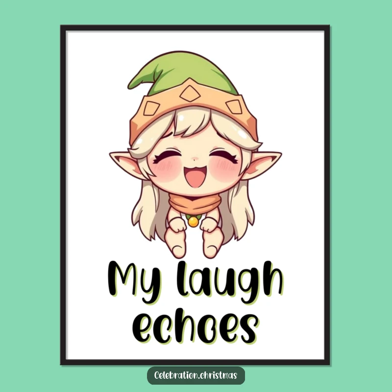Funny Giggling Elf Poster - Vibrant & Hilarious Holiday Art, Unique Funny Funny Gift