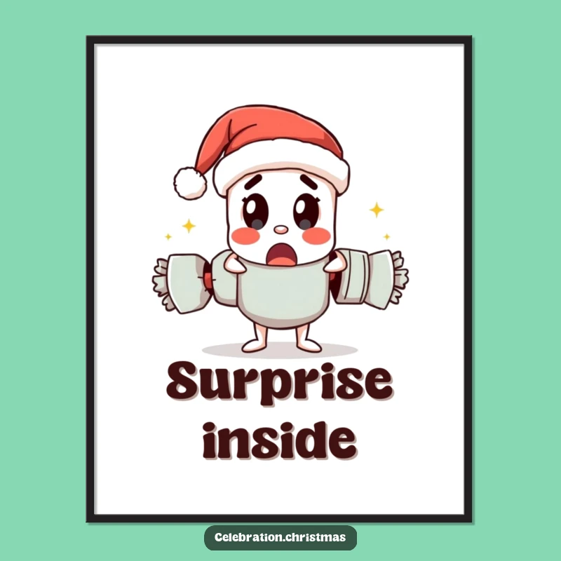 Funny Cracker Surprise Poster: Holiday Character Art, Perfect Decor