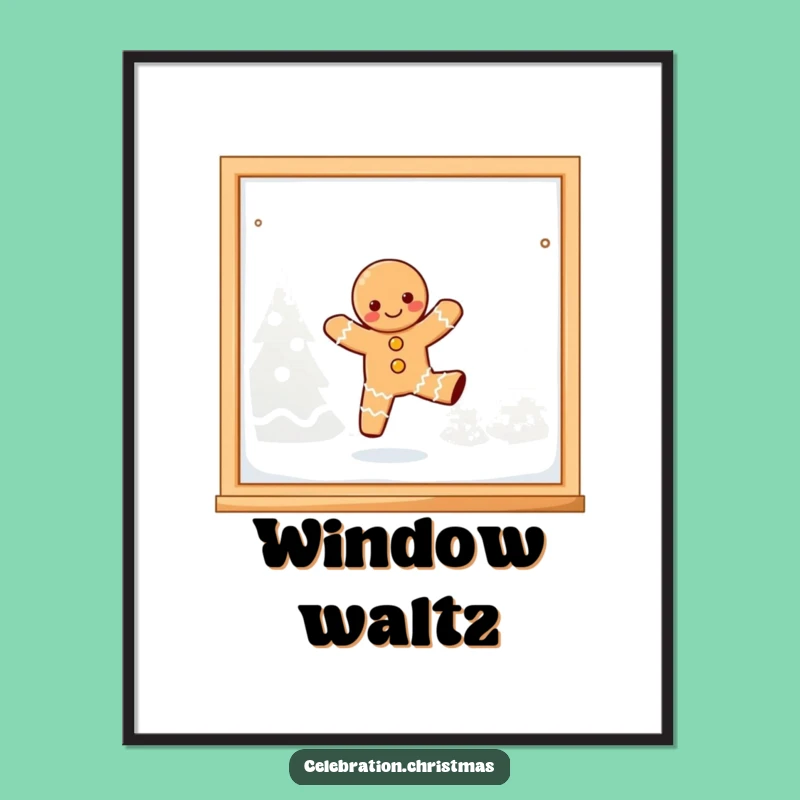 Funny Kawaii Gingerbread Dancing Poster - Whimsical Holiday Decor