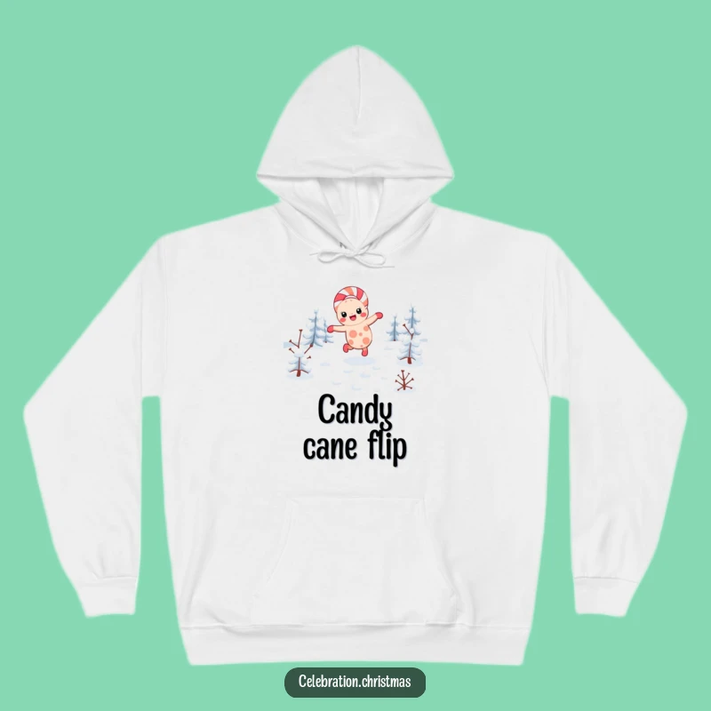 Cozy Funny Kawaii Candy Cane Cartwheel Hoodie: Warm Holiday Spirit, a Funny Gift