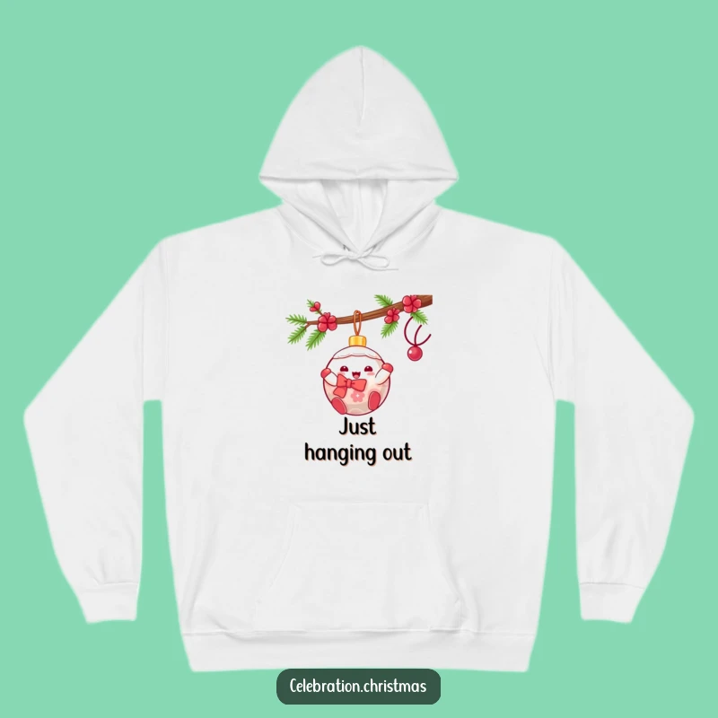 Cozy Funny Kawaii Ornament Swing Hoodie: Warm Christmas Spirit, a Funny Gift