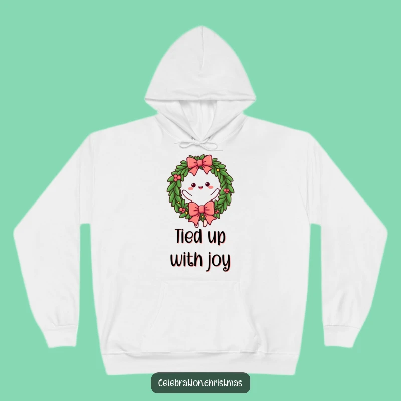 Cozy Funny Wreath Twirling Bow Hoodie - Warm Festive Fun Gift