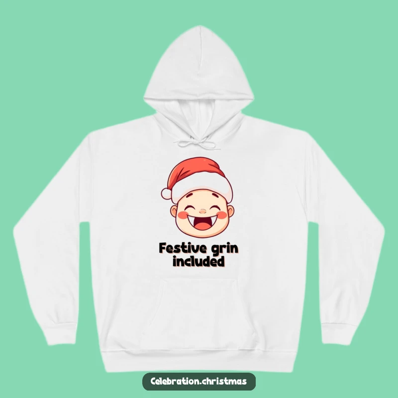 Funny Kawaii Santa Hat Hoodie - Cozy Comfort with Joyful Grin