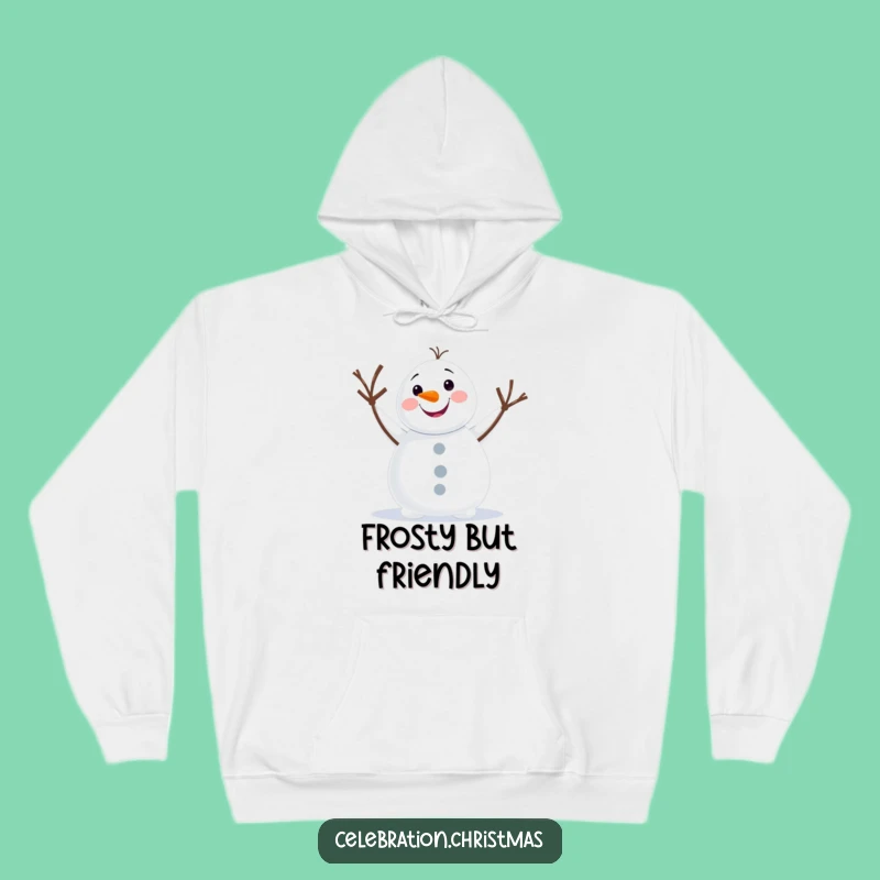 Cozy Funny Snowman Waving Hoodie - Warm Winter Apparel for Laugh Lovers