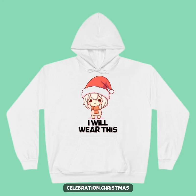Funny Kawaii Character Festive Hat Hoodie - Cozy and Comical Holiday Comfort for a Great Gift!