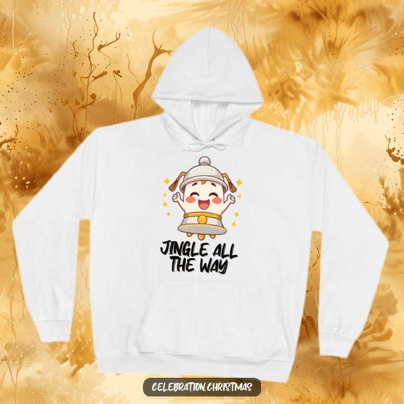 Funny Bell Hoodie featuring enthusiastic merriment through its ringing design, perfect for cozy, cheerful wear.