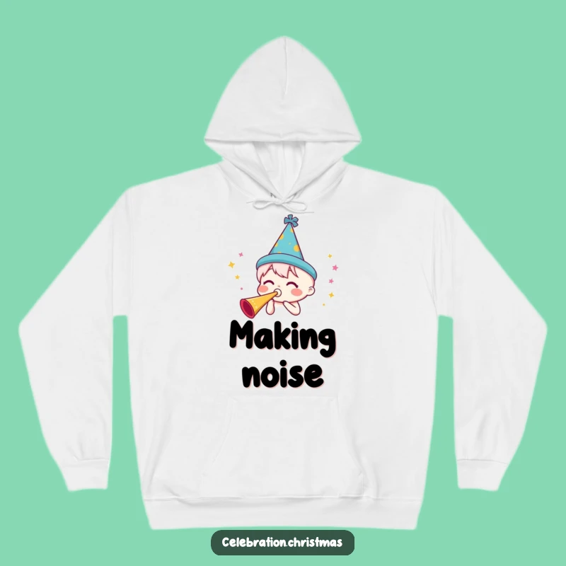 Funny Festive Hoodie - Party Horn Vibes and Cozy Celebration