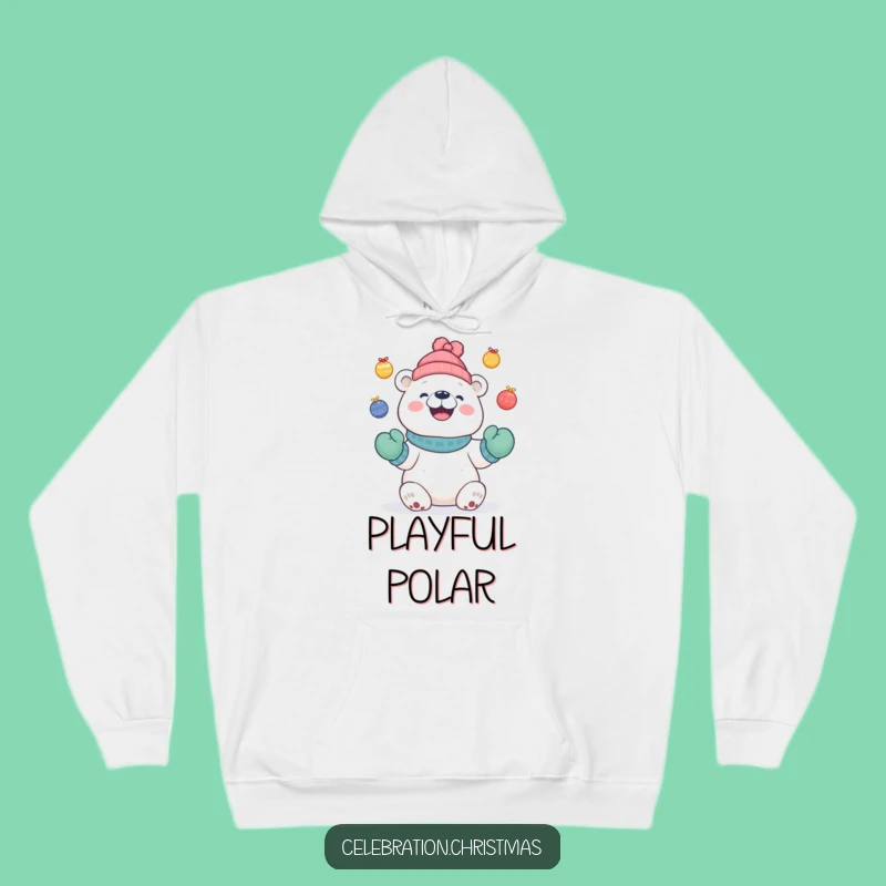 Funny Polar Bear Juggling Hoodie, Cozy Holiday Vibes, Perfect Gift