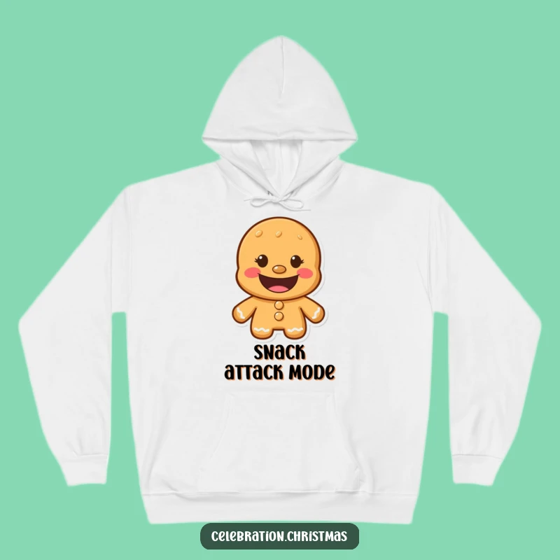 Funny Gingerbread Man Grinning Hoodie - Cozy Humorous Cookie Character Gift
