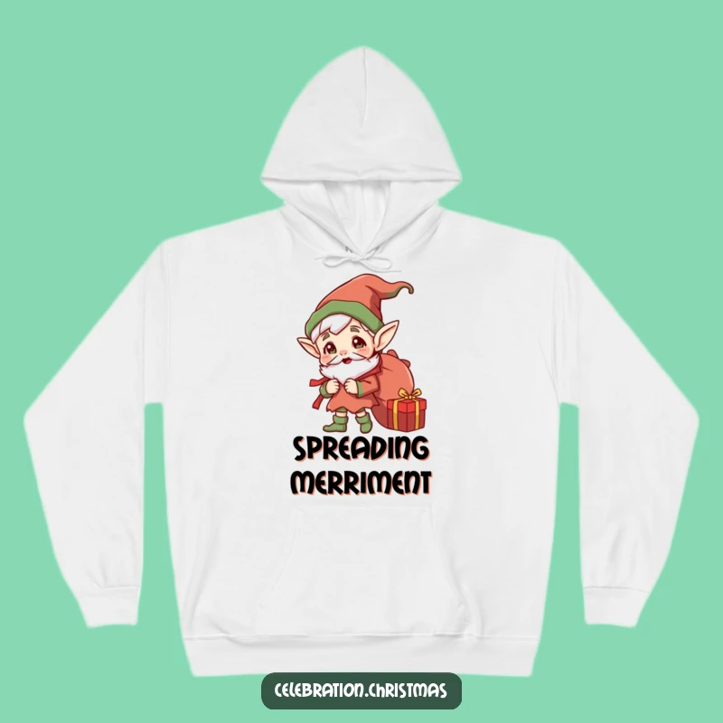 Cozy Funny Jolly Elf Gift Sack Hoodie - Warm & Hilarious Holiday Wear, Perfect Funny Gift