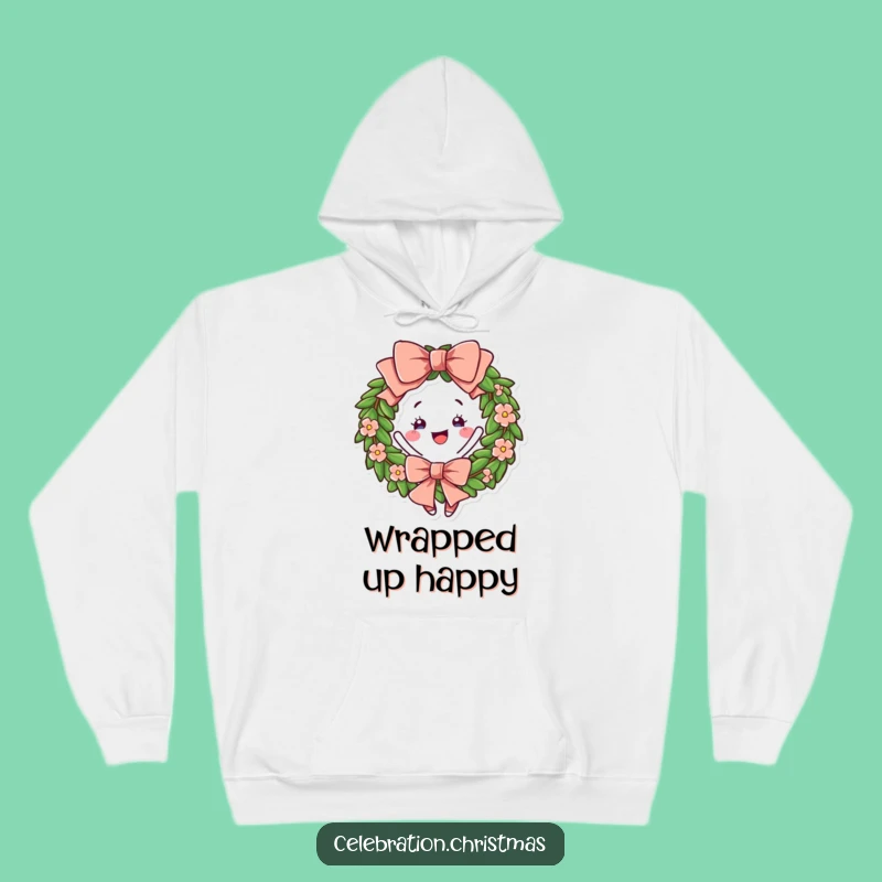 Funny Wreath Twirling Hoodie - Cozy Festive Bow Character Warm Gift