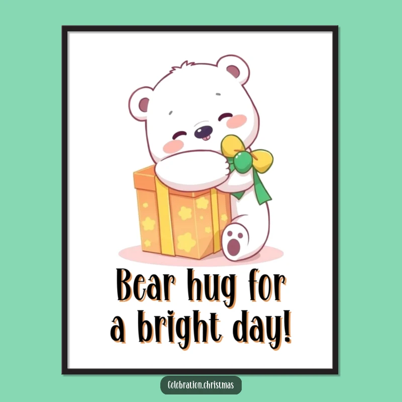 Free Printable Polar Bear Art: Funny Hug Downloadable Decor