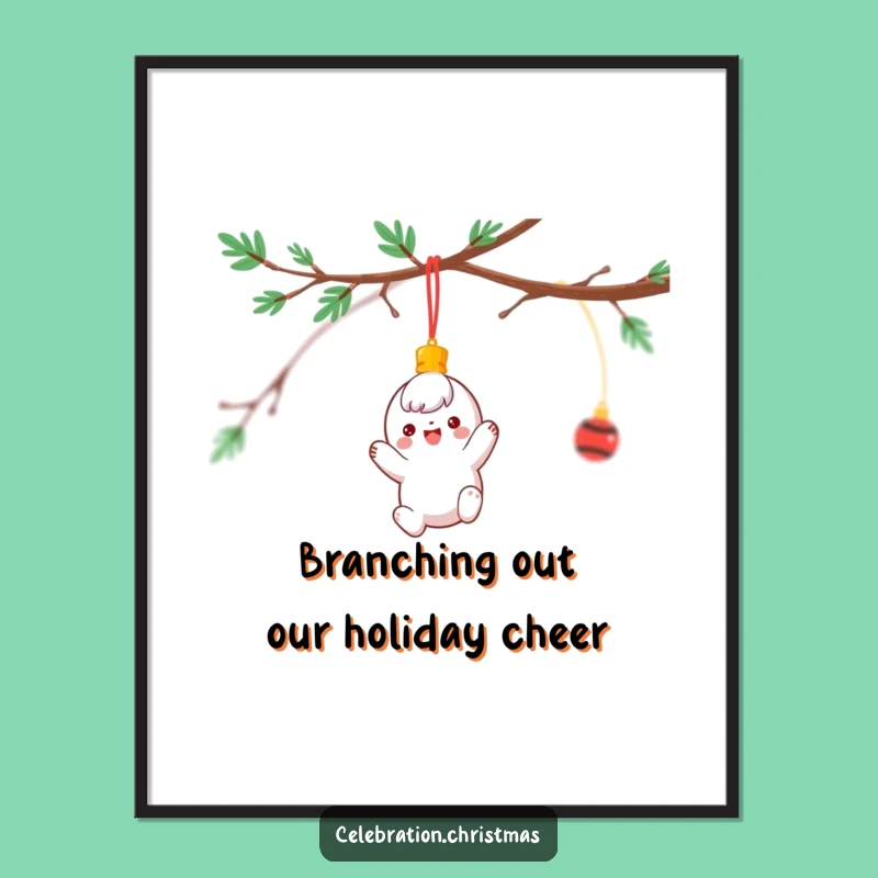 Free Printable Ornament Wall Art: Cheerful Spinning Character Downloadable Art