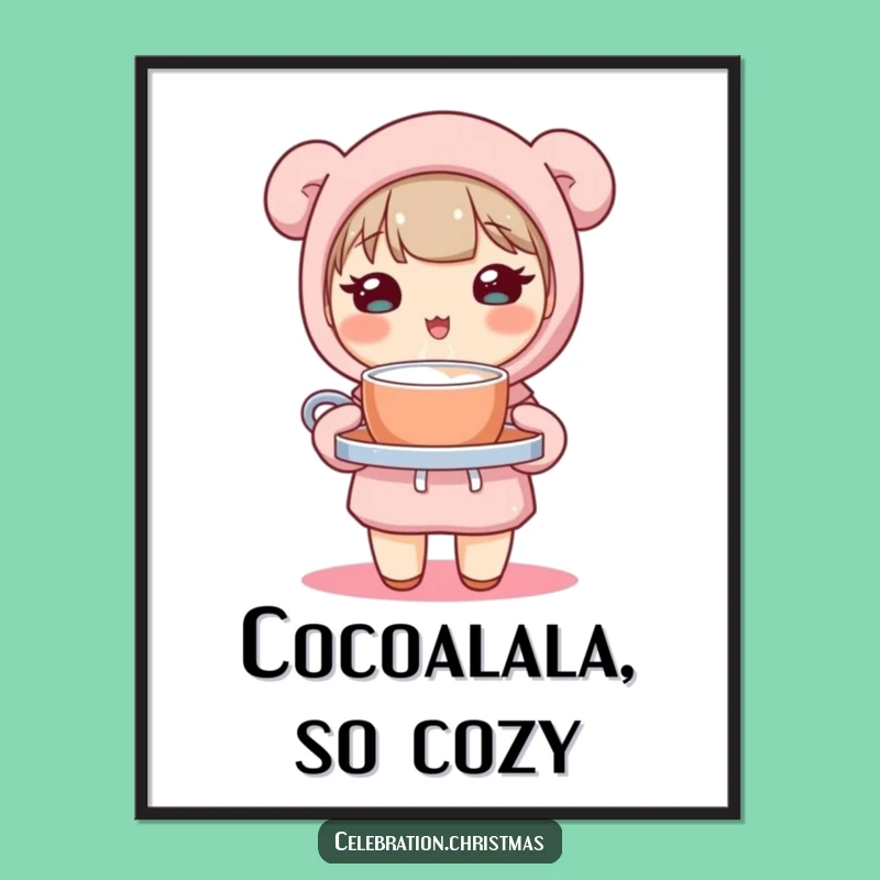 Free Printable Kawaii Cocoa Art - Cute Character Downloadable Wall Decor