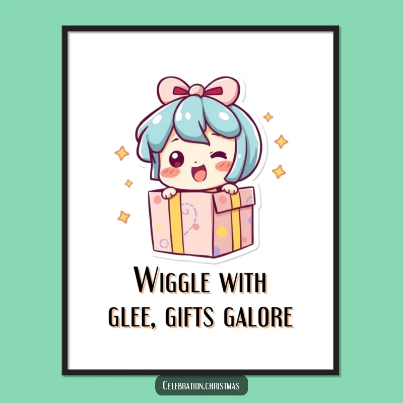 Free Printable Funny Present Wall Art - Excited Wiggle Decor Downloadable