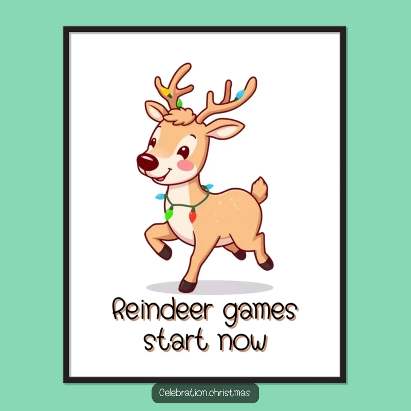Free Printable Reindeer Wall Art: Funny Twinkling Antlers DIY Decor