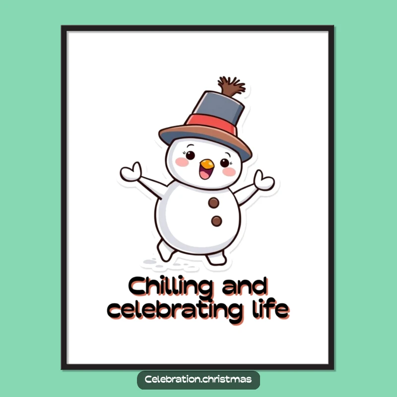 Free Printable Snowman Wall Art: Funny Tilted Hat Downloadable Art
