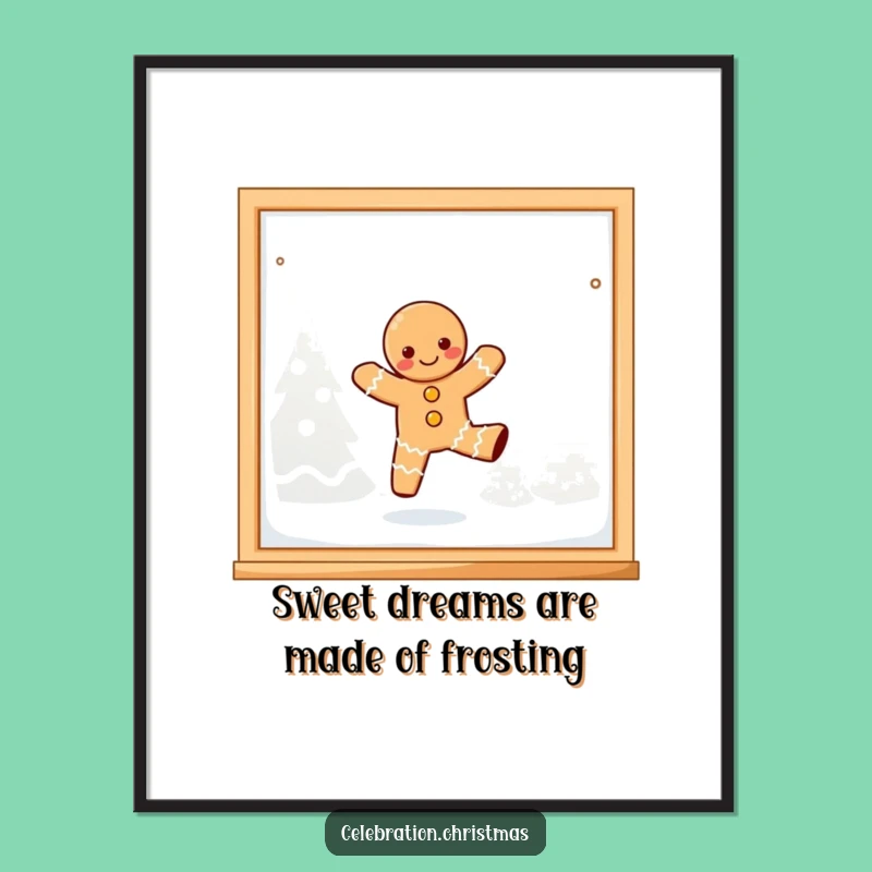 Funny Free Printable Wall Art: Dancing Gingerbread Person - Whimsical Downloadable Art