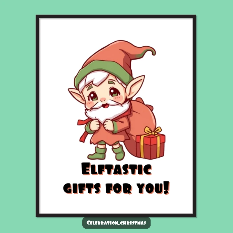Funny Free Printable Wall Art: Jolly Elf Gift Sack - Festive Decor