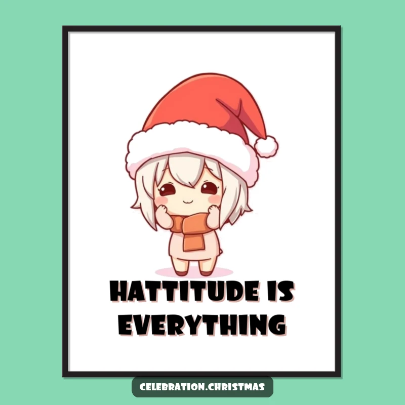 Funny Free Printable Wall Art: Kawaii Character, Oversized Hat, Quirky Decor