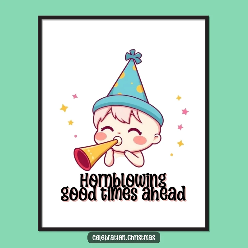 Funny Free Printable Wall Art: Party Horn Blowout Downloadable Art for Your Home