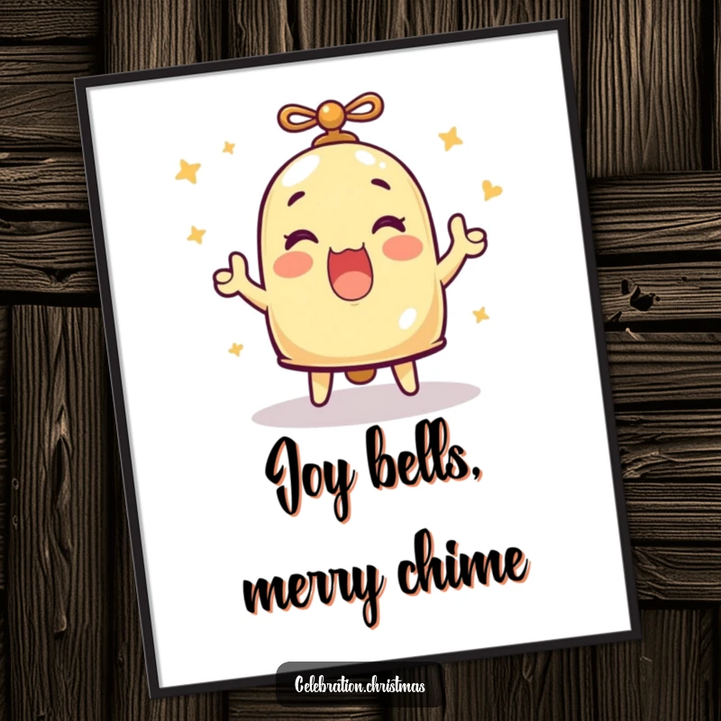 Funny Free Printable Bell Wall Art: A bell ringing with infectious merriment and enthusiasm, bringing joy to the viewer. Downloadable art.