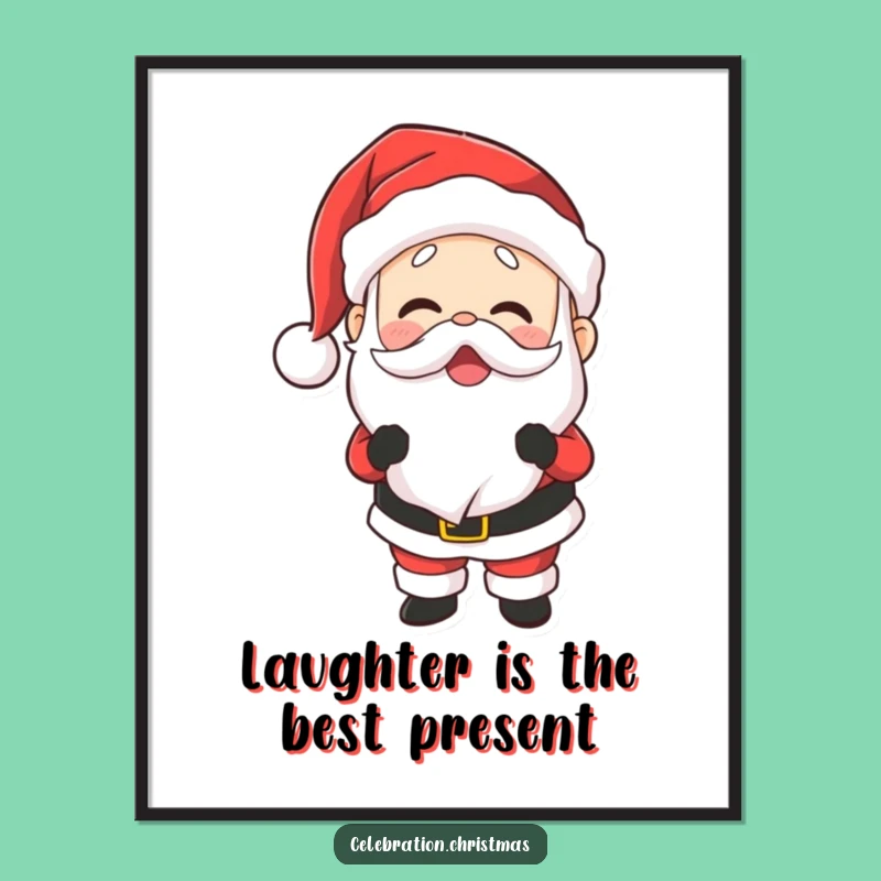 Free Printable Wall Art: Laughing Santa Belly, Humorous Downloadable Art for Festive Homes