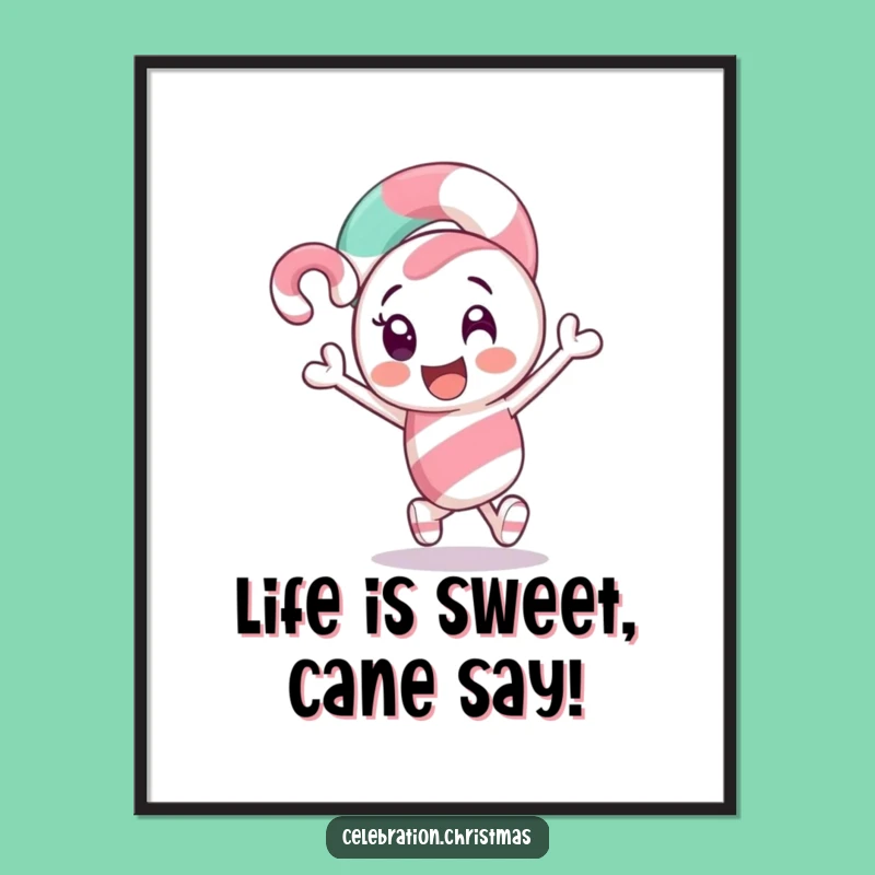 Funny Candy Cane Leading Wall Art: Free Printable Downloadable Decor