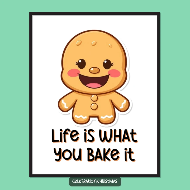 Free Printable Gingerbread Man Wall Art: Funny Cookie Grin Downloadable Art