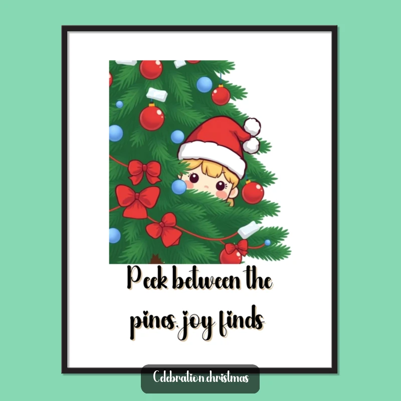 Free Printable Funny Santa Hat Wall Art - Hilarious Peek-a-Boo Decor Downloadable