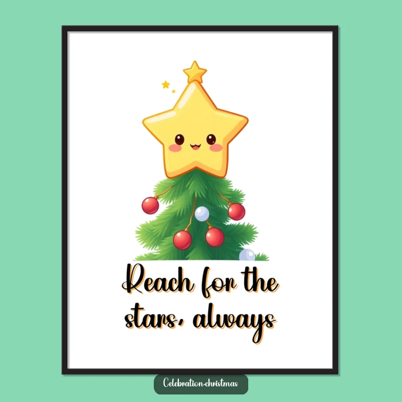 Kawaii Star Topper Funny Printable Wall Art - Free Twinkling Tree Downloadable Decor