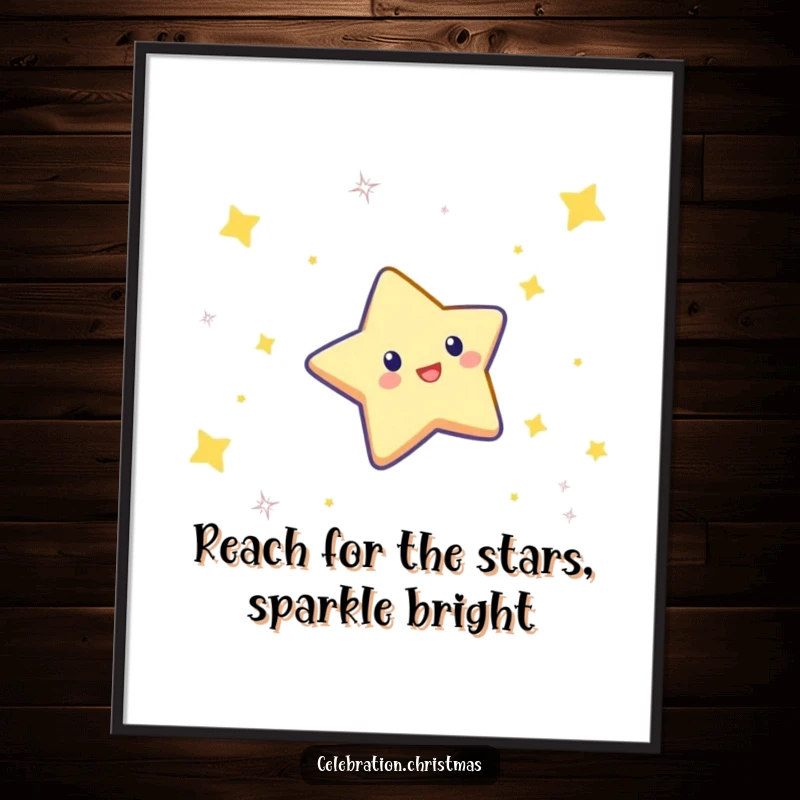 Funny Free Printable Wall Art: A twinkling star character in mid-air, executing a spectacular celebratory dive.