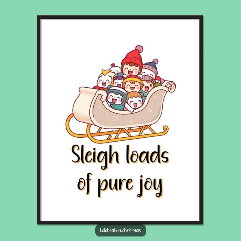 Funny Free Printable Sleigh Art: Joyful Laughing Characters Decor