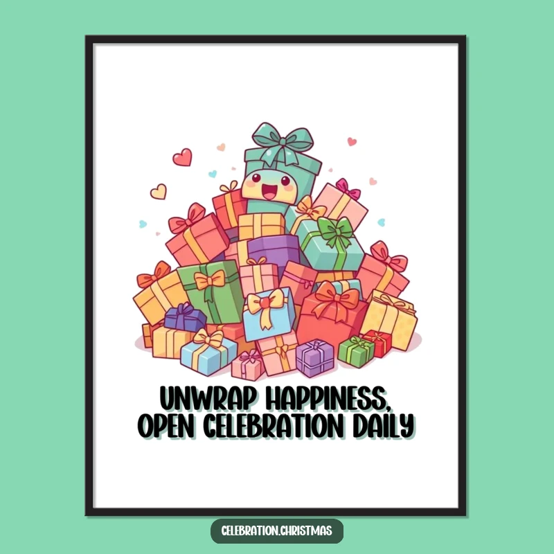 Funny Free Printable Wall Art: Bouncing Presents Downloadable Decor for a Joyful Atmosphere