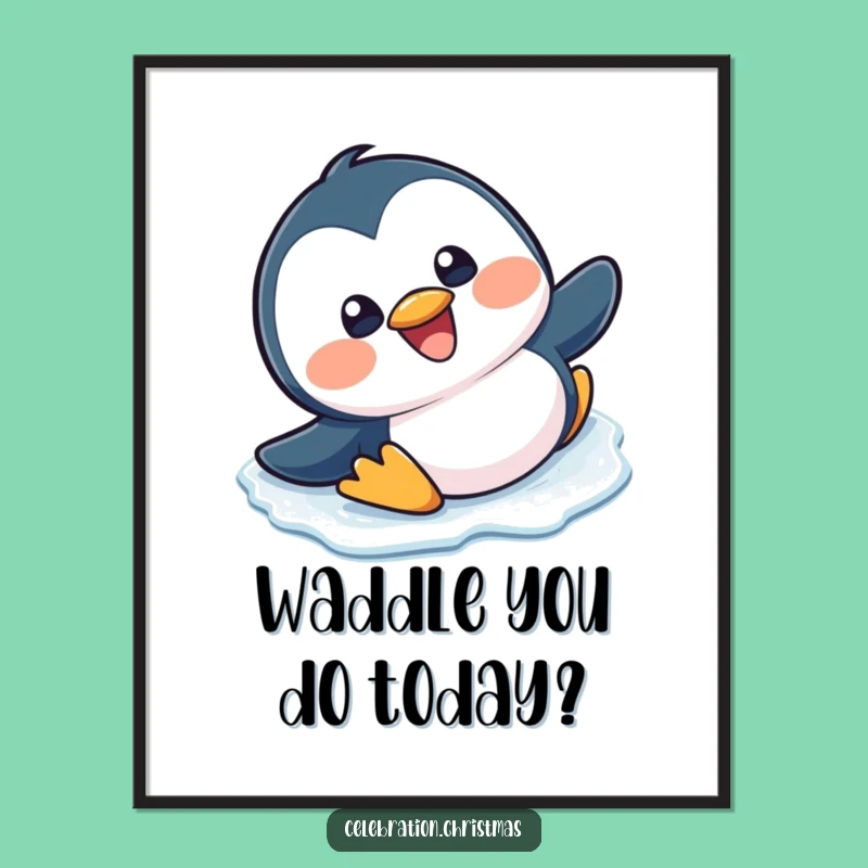 Funny Free Printable Wall Art: Slipping Penguin Grin - Whimsical Downloadable Art
