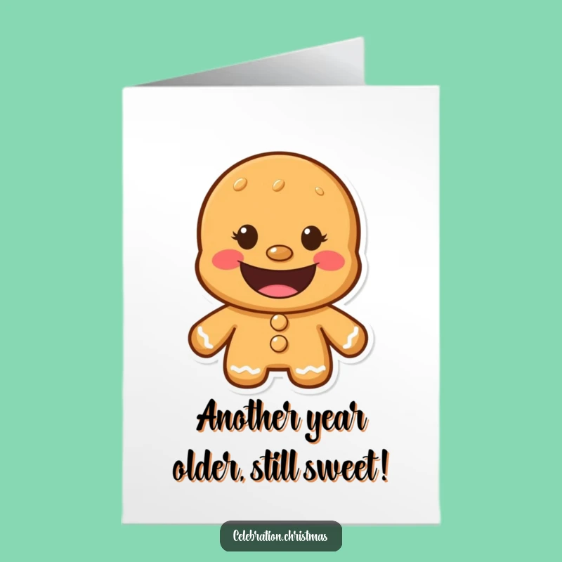 Free Printable Gingerbread Man Birthday Card: Funny Cookie Grin Downloadable Gift
