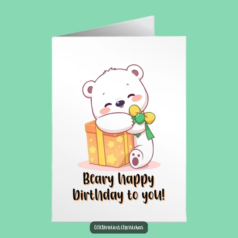 Free Printable Polar Bear Birthday Card: Funny Hug Downloadable