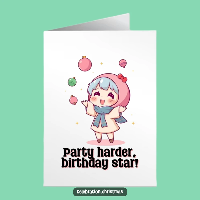 Free Printable Birthday Card: Festive Kawaii Ornament Fun, Joyful Downloadable Gift