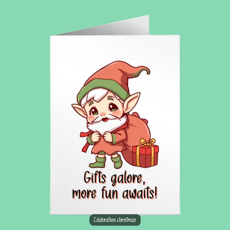 Free Printable Birthday Card: Jolly Elf Gift Sack - Funny Downloadable Festive
