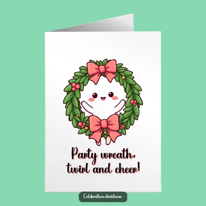 Free Printable Birthday Wreath Card: Twirling Bow Fun Downloadable Gift