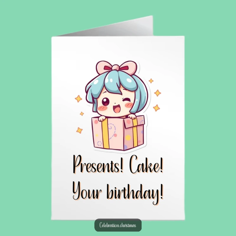 Free Printable Funny Present Birthday Card - Excited Wiggle Downloadable Gift