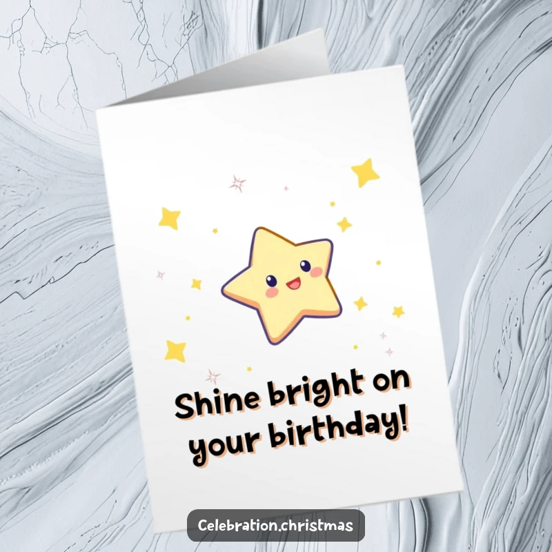 Funny Free Printable Birthday Card: A twinkling star character performing a joyful, celebratory dive through the air.