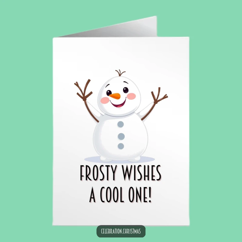 Free Printable Snowman Birthday Card: Funny Twig Arm Wave Downloadable Gift