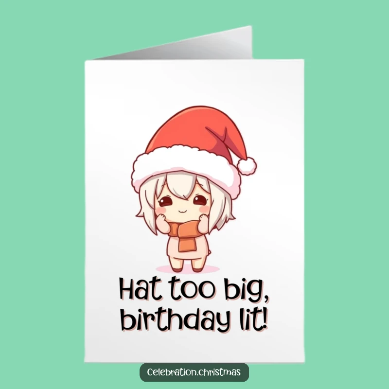 Free Printable Birthday Card: Funny Kawaii Hat Character, Hilarious Downloadable Gift