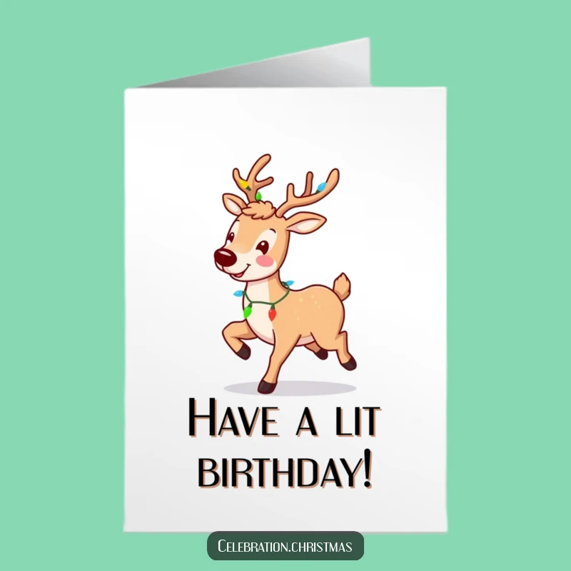 Free Printable Reindeer Birthday Card: Joyful Twinkling Antlers Downloadable