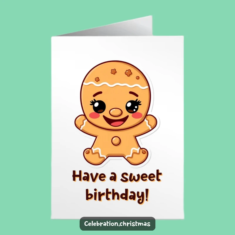 Funny Free Printable Gingerbread Man Birthday Card: Cookie Grin, Downloadable DIY Gift